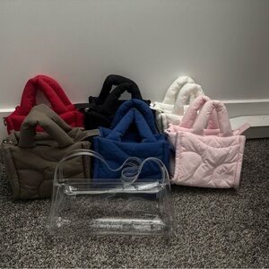 Clear Crossbody Bag with Quilted Pouches